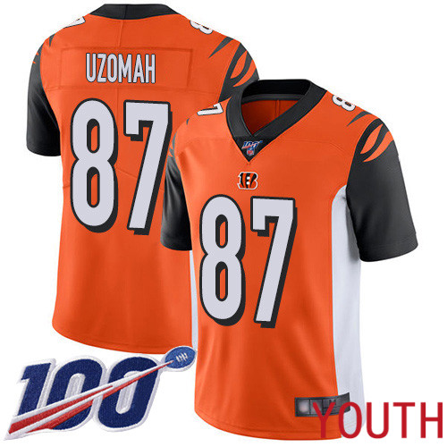 Cincinnati Bengals Limited Orange Youth C J  Uzomah Alternate Jersey NFL Footballl #87 100th Season Vapor Untouchable
